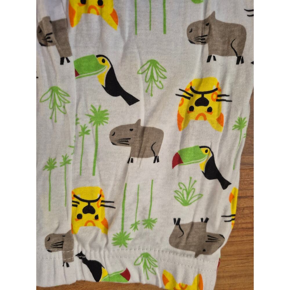 Kohl's Pajama Pants Boys Size 5T Safari Green White Cuffed Elastic Waist 8240 - Picture 2 of 8